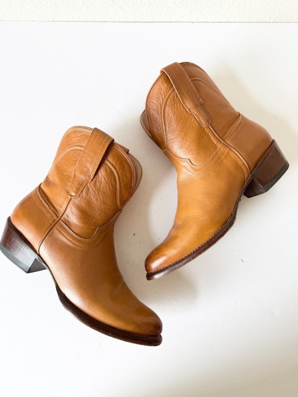 TECOVAS The Penny Roper Western Cowgirl Bootie Desert Calf Boots Women's 8.5